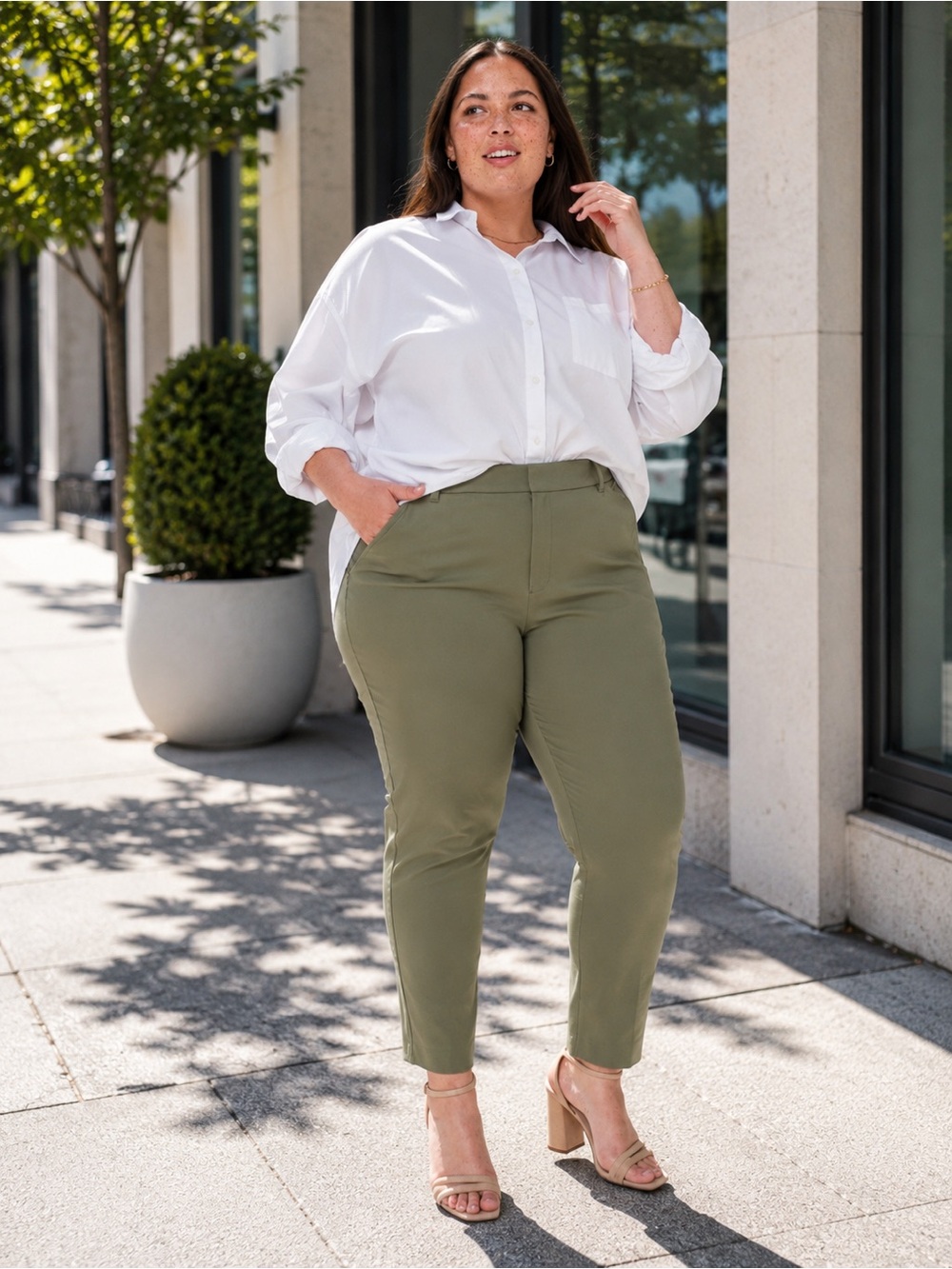 Old Navy Pixie Pants Green High Rise Ankle Stretch Secret Pockets